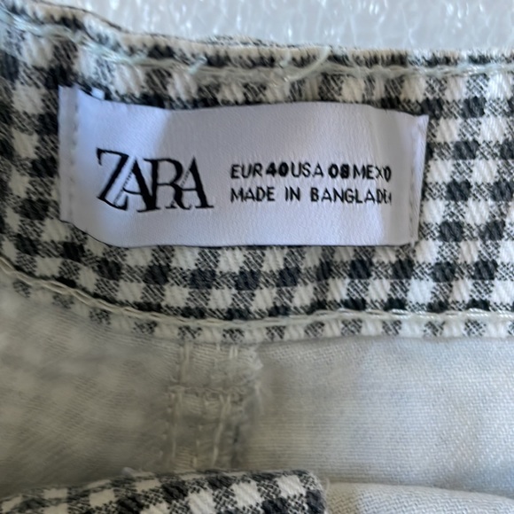 Zara high waisted shower shorts 4 pockets zip front close mini check Sz 8 - Picture 5 of 9